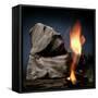 Oil Shale Rock Burns on its Own Once Lit with a Blow Torch-null-Framed Stretched Canvas