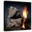 Oil Shale Rock Burns on its Own Once Lit with a Blow Torch-null-Stretched Canvas