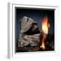 Oil Shale Rock Burns on its Own Once Lit with a Blow Torch-null-Framed Photographic Print