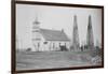 Oil Well Construction behind Church-null-Framed Premium Photographic Print