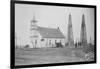 Oil Well Construction behind Church-null-Framed Premium Photographic Print