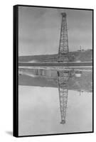 Oil Well Reflected in Pond-null-Framed Stretched Canvas