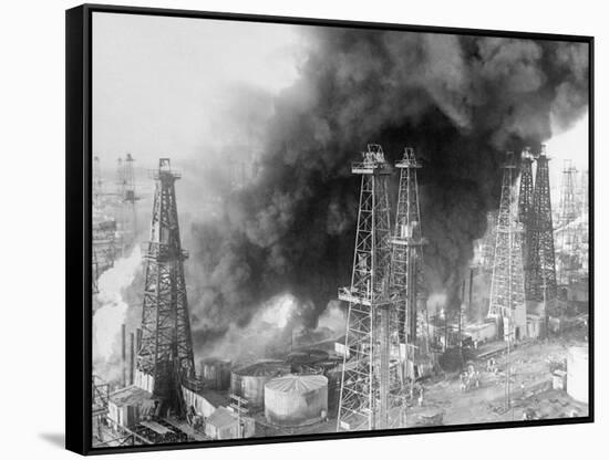 Oil Wells Spouting Streams of Fire-null-Framed Stretched Canvas