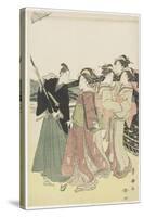 Oiran(High-Class Courtesan) Travelling as a Mitate of Daimyo Procession, 18th-19th Century-Utagawa Toyokuni-Stretched Canvas