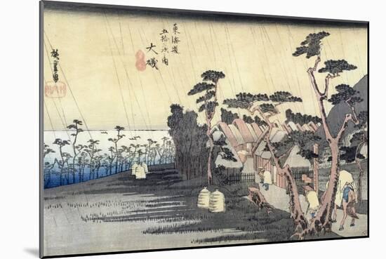 Oiso: Toraga Ame Shower, from the Series "53 Stations of the Tokaido Road", 1834-35-Ando Hiroshige-Mounted Giclee Print