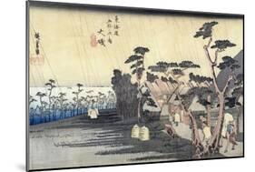 Oiso: Toraga Ame Shower, from the Series "53 Stations of the Tokaido Road", 1834-35-Ando Hiroshige-Mounted Giclee Print