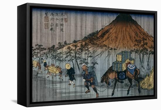 Oiwake Station, a View of Mount Asama-Keisai Eisen-Framed Stretched Canvas