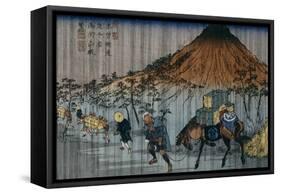 Oiwake Station, a View of Mount Asama-Keisai Eisen-Framed Stretched Canvas