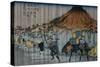 Oiwake Station, a View of Mount Asama-Keisai Eisen-Stretched Canvas