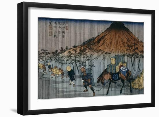 Oiwake Station, a View of Mount Asama-Keisai Eisen-Framed Giclee Print