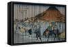 Oiwake Station, a View of Mount Asama-Keisai Eisen-Framed Stretched Canvas