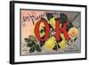 OK Brand - Azusa, California - Citrus Crate Label-Lantern Press-Framed Art Print