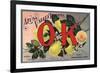 OK Brand - Azusa, California - Citrus Crate Label-Lantern Press-Framed Art Print