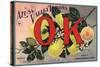 OK Brand - Azusa, California - Citrus Crate Label-Lantern Press-Stretched Canvas