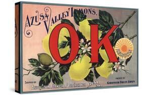 OK Brand - Azusa, California - Citrus Crate Label-Lantern Press-Stretched Canvas
