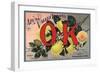 OK Brand - Azusa, California - Citrus Crate Label-Lantern Press-Framed Art Print