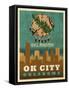 OK City flag-Red Atlas Designs-Framed Stretched Canvas