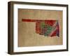 OK Colorful Counties-Red Atlas Designs-Framed Giclee Print