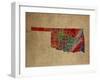 OK Colorful Counties-Red Atlas Designs-Framed Giclee Print