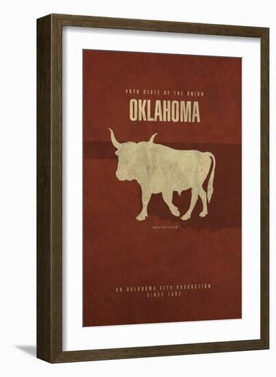 OK State Minimalist Posters-Red Atlas Designs-Framed Giclee Print