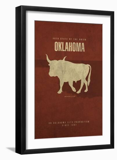 OK State Minimalist Posters-Red Atlas Designs-Framed Giclee Print