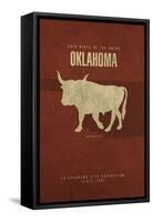 OK State Minimalist Posters-Red Atlas Designs-Framed Stretched Canvas