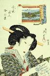 Swallow Perched on a Tendril of Wisteria-Okada Beisanjin-Framed Giclee Print