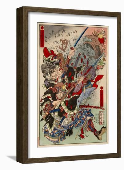Okajima Yasoemon Tsuneki and Kurahashi Densuke Takeyuki-Kyosai Kawanabe-Framed Giclee Print