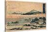 Okazaki Shuku Sono Ni-Katsushika Hokusai-Stretched Canvas