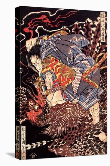 Oki No Jiro Hiroari Killing a Monstrous Tengu-Kuniyoshi Utagawa-Stretched Canvas