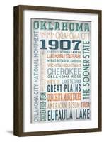 Oklahoma - Barnwood Typography-Lantern Press-Framed Art Print