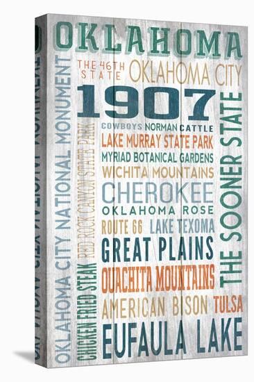 Oklahoma - Barnwood Typography-Lantern Press-Stretched Canvas