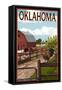 Oklahoma - Barnyard Scene-Lantern Press-Framed Stretched Canvas