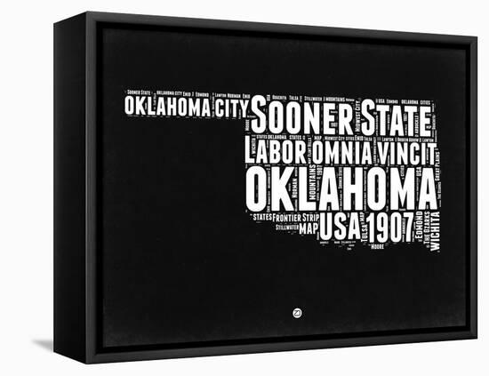 Oklahoma Black and White Map-NaxArt-Framed Stretched Canvas