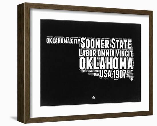 Oklahoma Black and White Map-NaxArt-Framed Art Print
