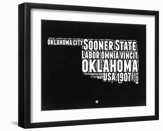 Oklahoma Black and White Map-NaxArt-Framed Art Print