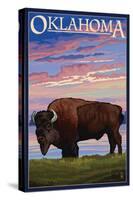 Oklahoma - Buffalo and Sunset-Lantern Press-Stretched Canvas