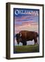 Oklahoma - Buffalo and Sunset-Lantern Press-Framed Art Print