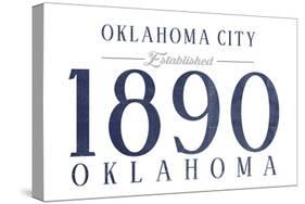 Oklahoma City, Oklahoma - Established Date (Blue)-Lantern Press-Stretched Canvas