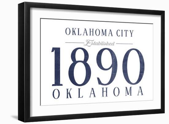 Oklahoma City, Oklahoma - Established Date (Blue)-Lantern Press-Framed Art Print