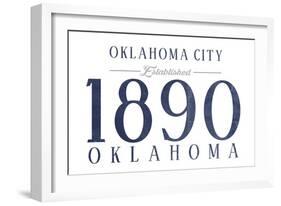 Oklahoma City, Oklahoma - Established Date (Blue)-Lantern Press-Framed Art Print