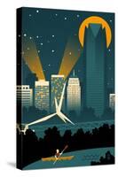 Oklahoma City, Oklahoma - Retro Skyline (no text)-Lantern Press-Stretched Canvas