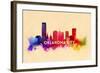 Oklahoma City, Oklahoma - Skyline Abstract-Lantern Press-Framed Art Print