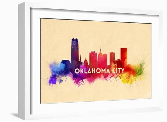 Oklahoma City, Oklahoma - Skyline Abstract-Lantern Press-Framed Art Print