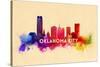 Oklahoma City, Oklahoma - Skyline Abstract-Lantern Press-Stretched Canvas