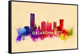 Oklahoma City, Oklahoma - Skyline Abstract-Lantern Press-Framed Stretched Canvas