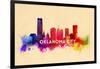 Oklahoma City, Oklahoma - Skyline Abstract-Lantern Press-Framed Art Print