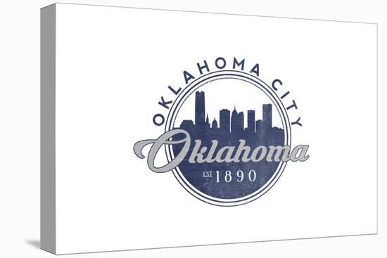 Oklahoma City, Oklahoma - Skyline Seal (Blue)-Lantern Press-Stretched Canvas