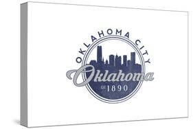 Oklahoma City, Oklahoma - Skyline Seal (Blue)-Lantern Press-Stretched Canvas