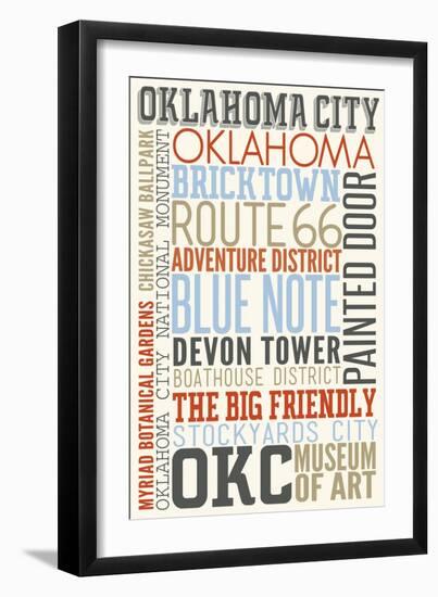 Oklahoma City, Oklahoma - Typography-Lantern Press-Framed Art Print